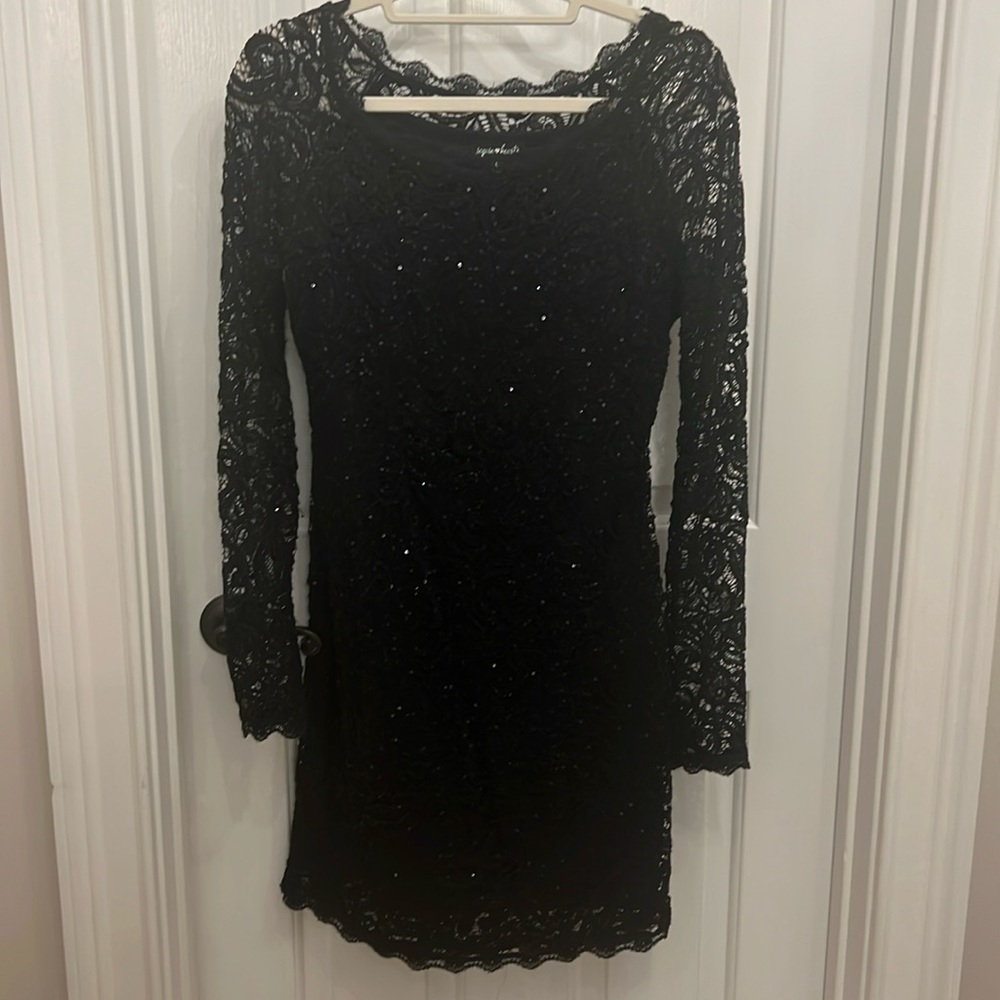 Black lace sequin dress